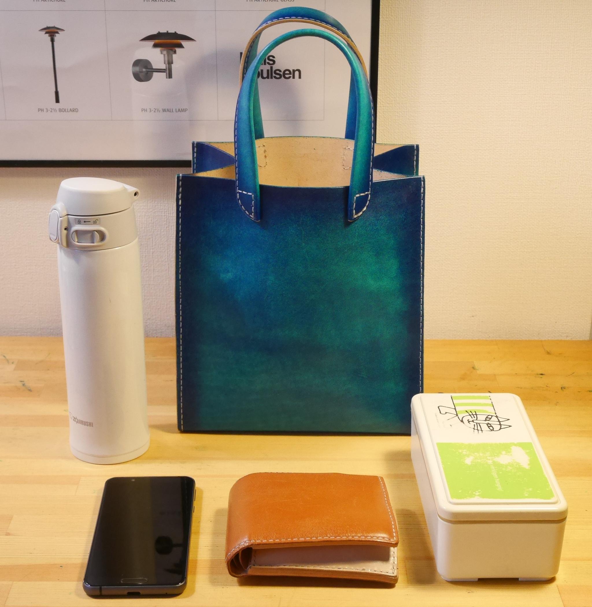 レザーランチトートバッグ　ヌメ革　ブルー【海の色】 | 10枚目